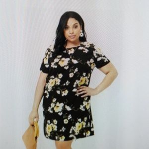 Plus Size Floral Print Shirt Dress